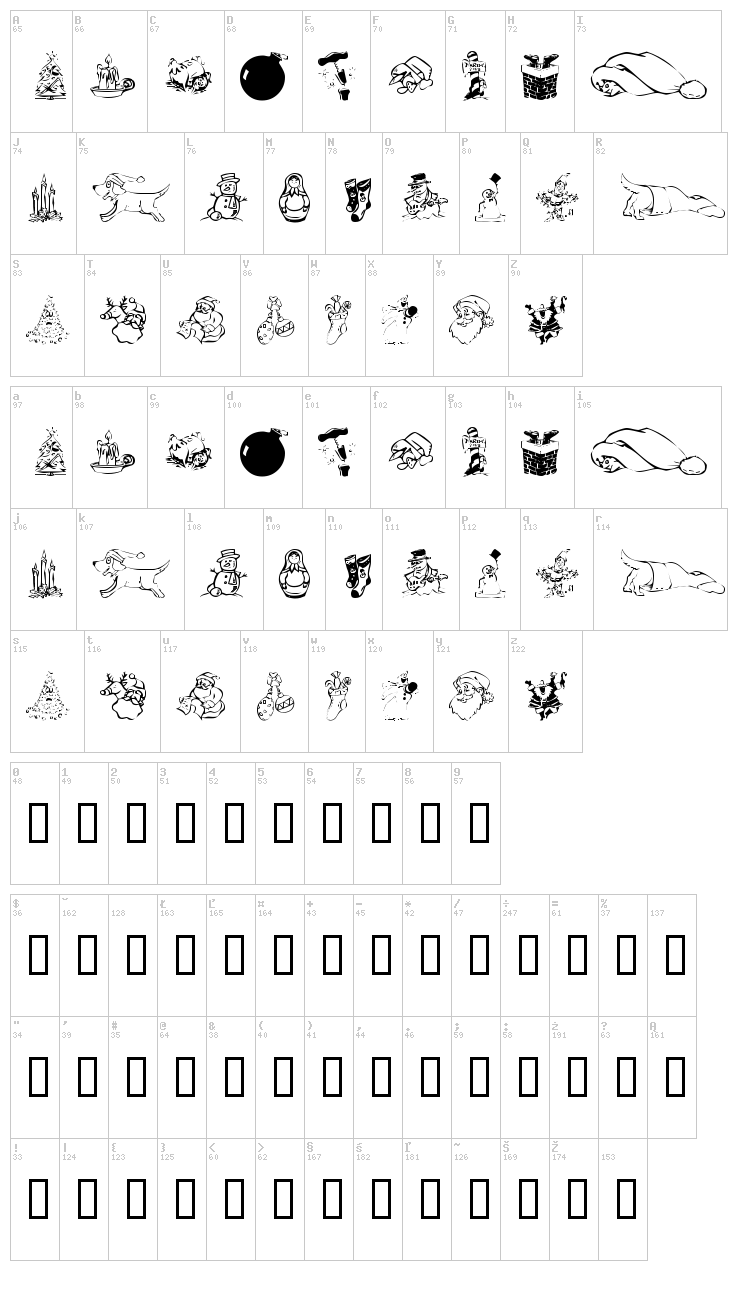 KR Christmas Dings 2004 font map